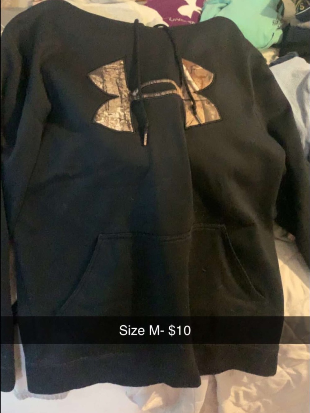 Under Armour Men’s Black Hoodie with Camo Logo Accent